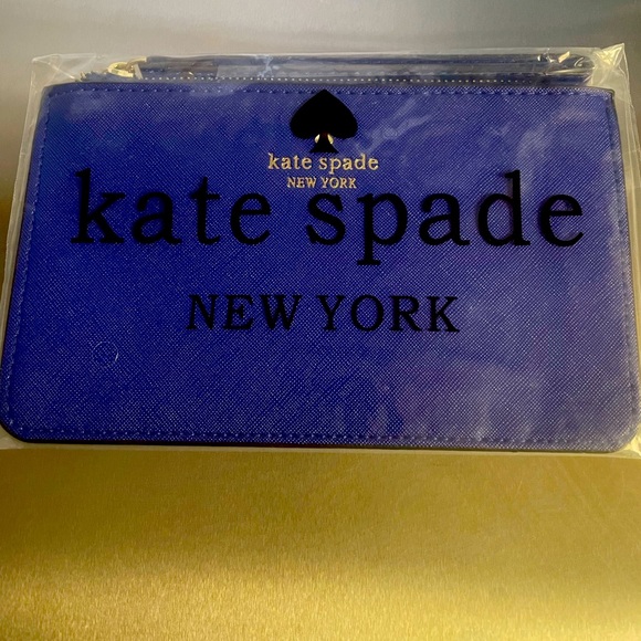Kate Spade NY Brilliant Blue Crossgrain Leather Wristlet ♠️💙 NWT - Picture 4 of 7